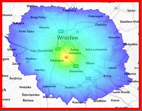Zasięg emisji z nadajnika we Wrocławiu